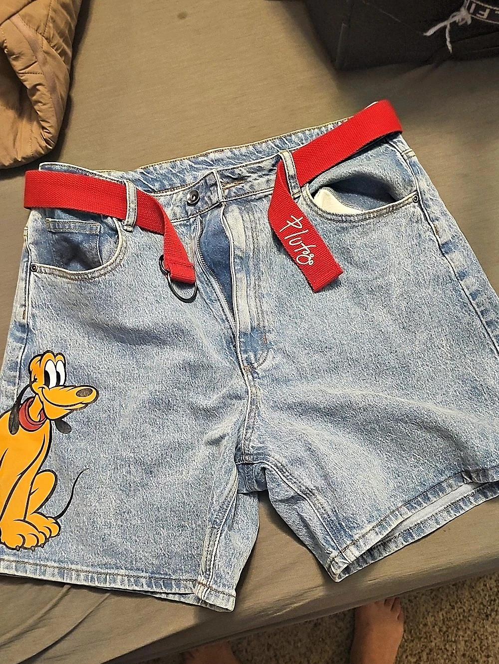Disney Goofy Denim Shorts in Blue & Red